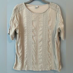Old Navy Grey Lace Accent Top